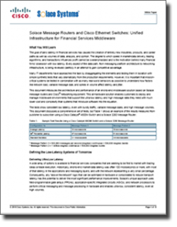 Solace Message Routers and Cisco Ethernet Switches: Unified Infrastructure for Financial Services Middleware
